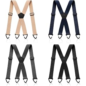 Exircy 4 Pcs X Back Hidden Suspenders for Men Heavy Duty 1.5 Inch Wide Adjustable Work Suspenders Adjustable Under Clothing X