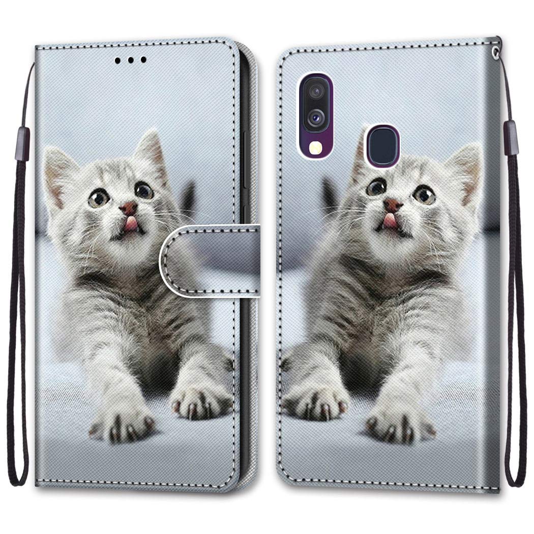 Laybomo Cover for Samsung Galaxy A40 Case, Leather Flip Wallet Magnetic Closure Full Protection Design with [Card Slots] and [Kickstand] for Galaxy A40 / SM-A405F Phone Case, Painted 4