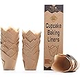 Bake Choice 200pcs Natural Tulip Cupcake Liners for Baking Muffin Liners | Unbleached European Parchment Paper, Heat-resistan