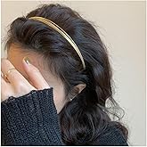 Deghew Gold Metal Thin Headbands for Women Multi Layers Fashion Headpiece Thin Layered Gold Hairbands Hair Accessories for Girls