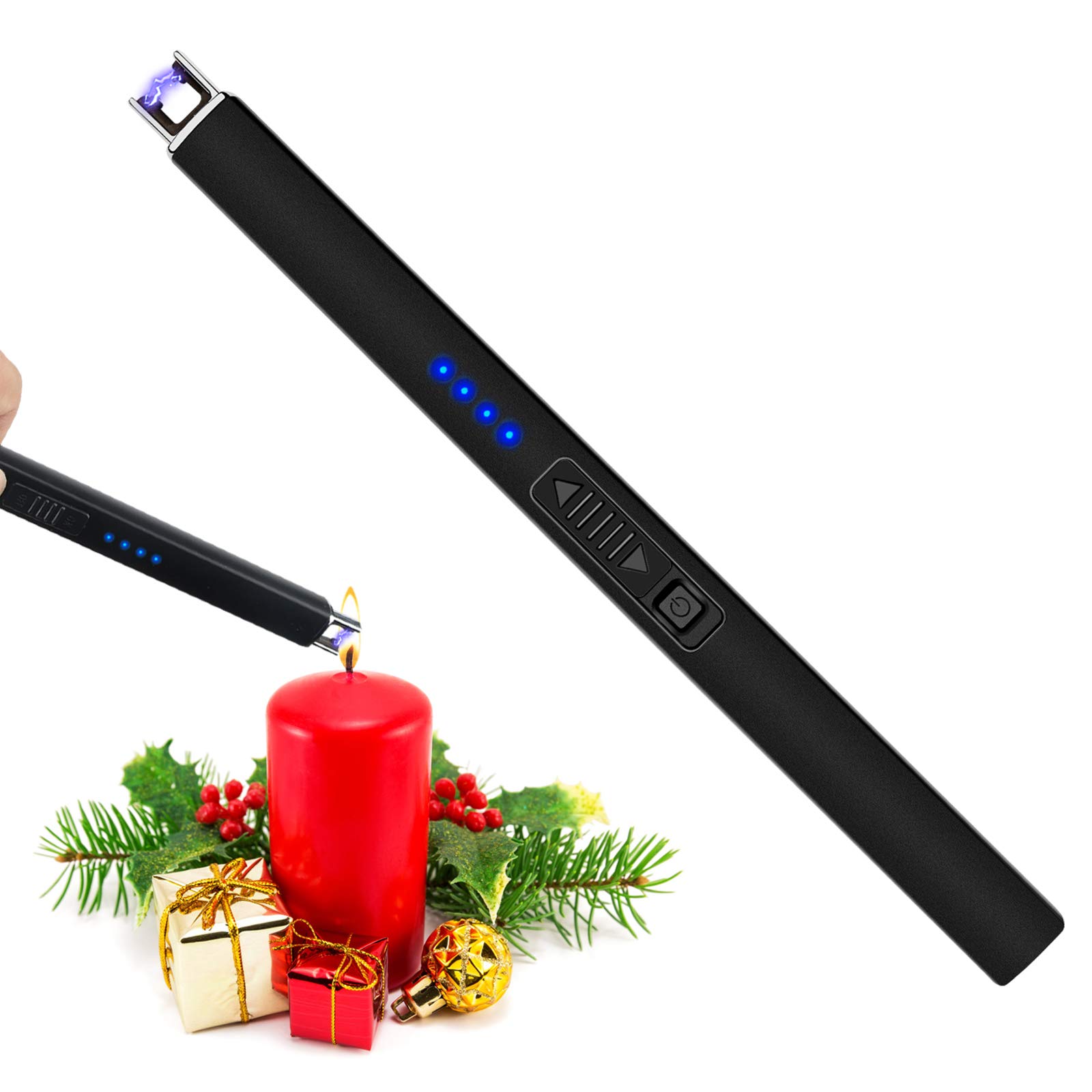 Electric Candle Lighter Rechargeable Lighters - Stocking Fillers for Women USB Rechargeable Plasma Arc Lighters for Candle (Black)