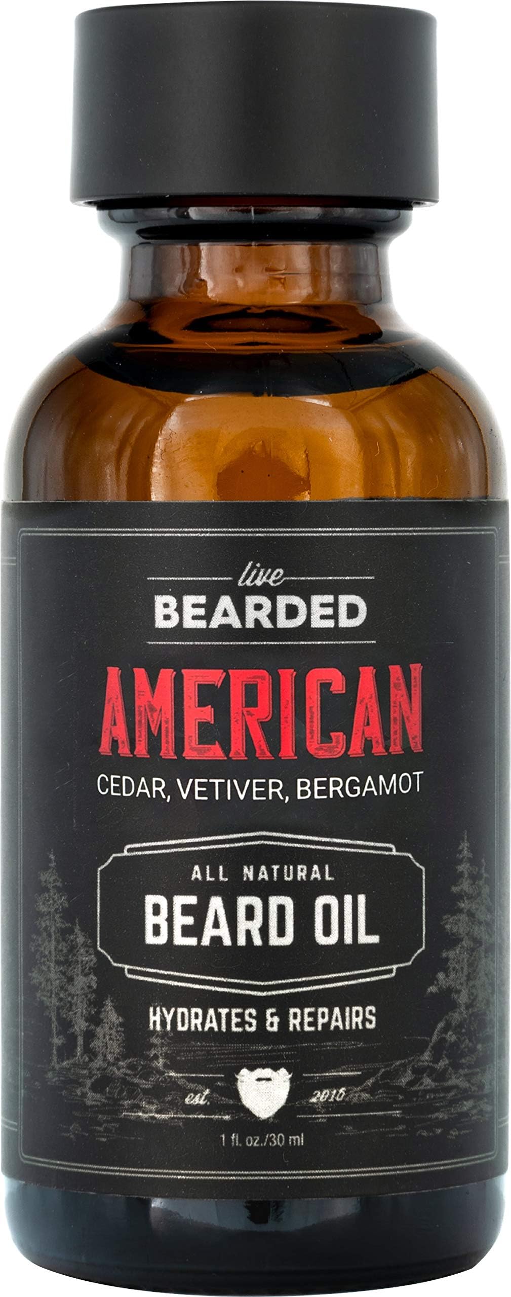 Live Bearded: Beard Oil - American - Premium Beard and Skin Care with Jojoba Oil - 1 fl. oz. - Beard Itch and Dry Skin Relief - Handcrafted with All-Natural Ingredients - Made in the USA
