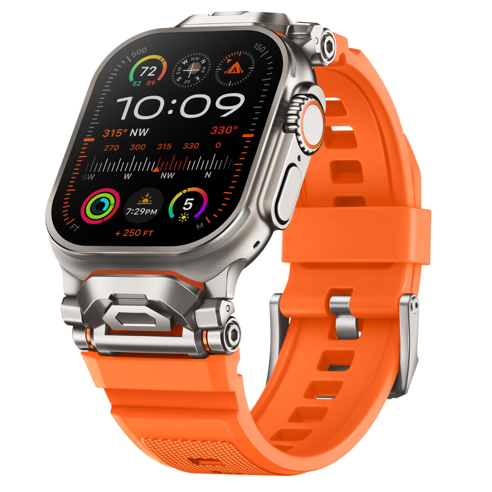 Rugged Bands Compatible for Apple Watch Ultra 3/Ultra 2/Ultra Band 49mm 46mm 45mm 44mm 42mm, Silicone Sport Strap with Durable Stainless Steel Connector for iWatch Series 11 10 9 8 7 6 5 4 3 SE Ultra
