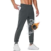TACVASEN Men's Fleece Lined Joggers with Pockets Winter Warm Sweatpants Water Resistant Gym Workout Athletic Pants Men