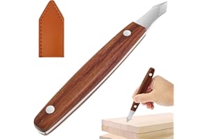 Marking Knife, Woodworking Scribing Knife with Leather Sheath, 7.7" Stainless Steel Double Beveled Blade Striking Knifes with