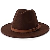 Lisianthus Men & Women Vintage Wide Brim Fedora Hat with Belt Buckle