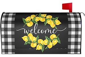 APORTT Lemon Welcome Mailbox Covers Magnetic Standard Size 21x18 Inch Outside Spring Summer Mail Box Covering Waterproof Fade-Resistant Decorative Mailbox Post Wrap for Outdoor Garden Yard Decor