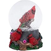 Elanze Designs Spring Blossom Cardinal Birds 100MM Sturdy Wind Up Musical Glitter Water Snow Globe Figurine Decoration Plays Tune Wonderful World