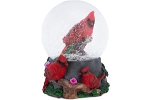 Elanze Designs Spring Blossom Cardinal Birds 100MM Sturdy Wind Up Musical Glitter Water Snow Globe Figurine Decoration Plays Tune Wonderful World