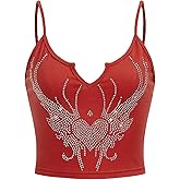 SOLY HUX Women's Y2k Gothic Lace Trim Cami Crop Top Sleeveless Sexy Tank Tops Camisole Clubwear Outfit