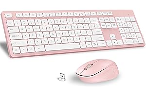 LeadsaiL Wireless Keyboard and Mouse Combo, Full-Sized Ergonomic Computer Keyboard, 2.4GHz Cordless Keyboard Silent Mouse Set