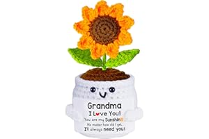 QUNLAND Christmas Birthday Gifts for Grandma, Grandma Gifts from Grandkids, Handmade Crochet Sunflower Gigi Gift, I Love You Stocking Stuffers for Nana Grandmother GaGa, Emotional Support Xmas Cute Mini Gift