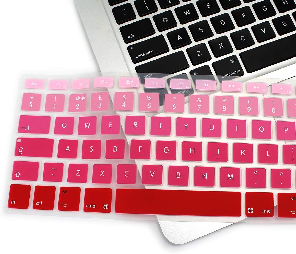 MMDW EU/UK Silicone Keyboard Cover for Macbook Pro 13 Inch,15 Inch (with or without Retina Display,2015 or Older Version) for Macbook Old Air 13 Inch,Ombre Red - Image 5