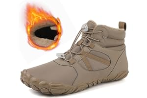 ELIOGN Barefoot Shoes Fur Lined Winter Mens Wide Toe Box Trail Runner Women Zero Drop Sole High top Walking Shoes Minimalist Outdoor Hiking Trekking Boots Sneakers