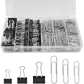 350 Pcs Paper Clips and Binder Clips,Office Clips Set, Large Binder Clips,Assorted Sizes Set, Black Metal Office Clips, Paper Clamps, for Office and School Supplies