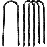CELYND Trampoline Stakes High Wind - Heavy Duty 12 Inch U Shaped Ground Anchors - Galvanized Steel Rebar Stakes for Outdoor Camping Tent Fence Garden Decorations