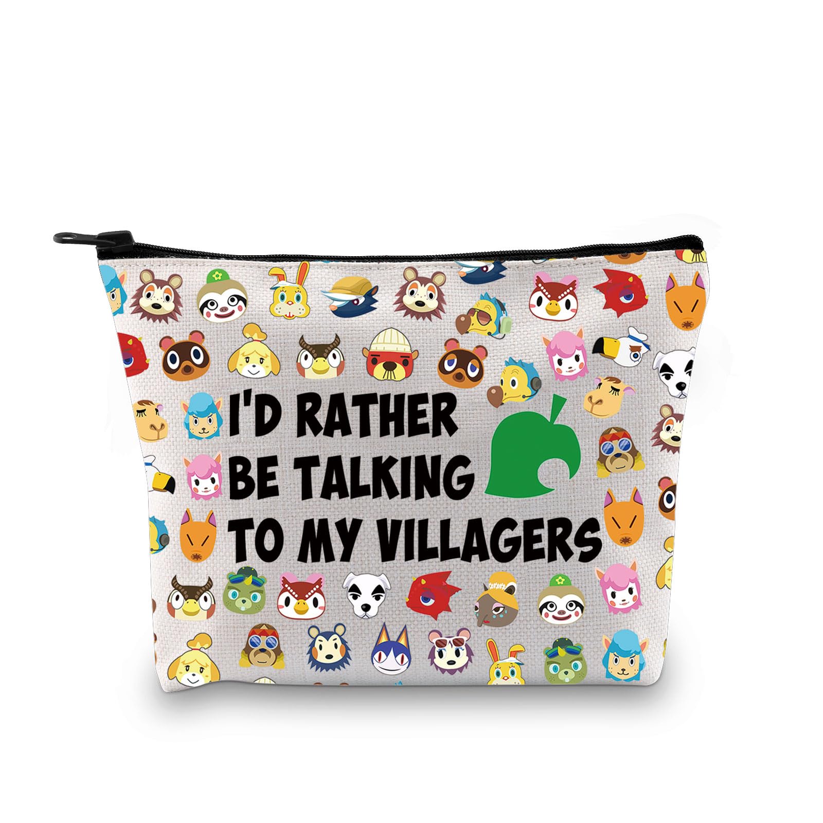 ACNH Gift Video Game Lover Gift I’d Rather Be Talking to My Villagers AC Animal Group Character Zipper Storage Bag (My Villagers Bag EU)