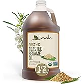 Kevala Organic Toasted Sesame Oil – Cold-Pressed, Unrefined, Pure Sesame Seed Oil for Cooking, Marinades, and Dressings; USDA Organic, Kosher, Non-GMO Certified – Vegetable Oil Alternative – 64 Fl Oz | 1-Pack