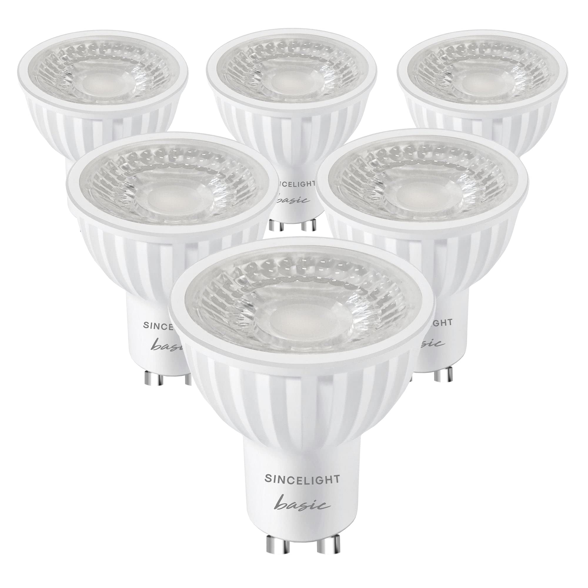 SINCELIGHT GU10 6W LED Light Bulbs, 38° Reflector Spotlight, 630lm, Equivalent to 50W Halogen, Neutral White 2700K, High CRI RA>92, Pack of 6