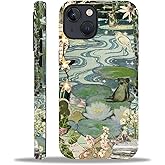 Akinmi Case for iPhone 13/14,Aesthetic Frog Pond Splice Exquisitely Pattern Double Protective Phone Cover Cases Soft Silicone for iPhone 13/14