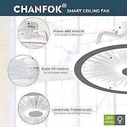 CHANFOK Ceiling Fan with Lights and Remote, Modern