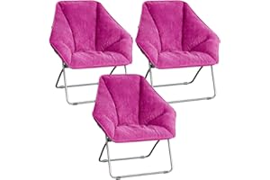Zenithen Limited Portable Foldable Indoor Plush Seat Hexagon Folding Dish Chair, Perfect for Bedroom, Living Room, and Dorm Room, Plum Corduroy (Pack of 3)