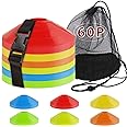 60PCS Soccer Cones with Strap Carry Bag Agility Disc Cones Soccer Training Cones, Field Marker Sport Training Cones for Chall