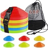 60PCS Soccer Cones with Strap Carry Bag Agility Disc Cones Soccer Training Cones, Field Marker Sport Training Cones for Chall