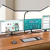 Led Desk Lamps for Home Office - Eye Caring Architect Lamp with Clamp, Double Head Computer Monitor Work Desk Light with Remo