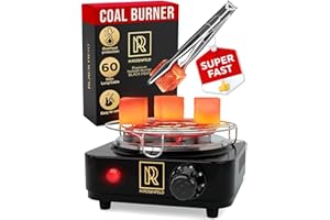 M. ROSENFELD Hookah Coal Burner 500W with Grid - Coal Burner for Hooka Cubes Black Heat Hookah Charcoal Burner Electric for Shisha with Grill & Free Hooka Tongs Hooka Stove - 304 Stainless Steel