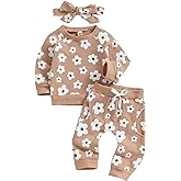 Toddler Baby Girl Fall Winter Clothes Newborn Infant Floral Pullover Sweatshirt T-Shirts+Pants 3PCS Outfits Set