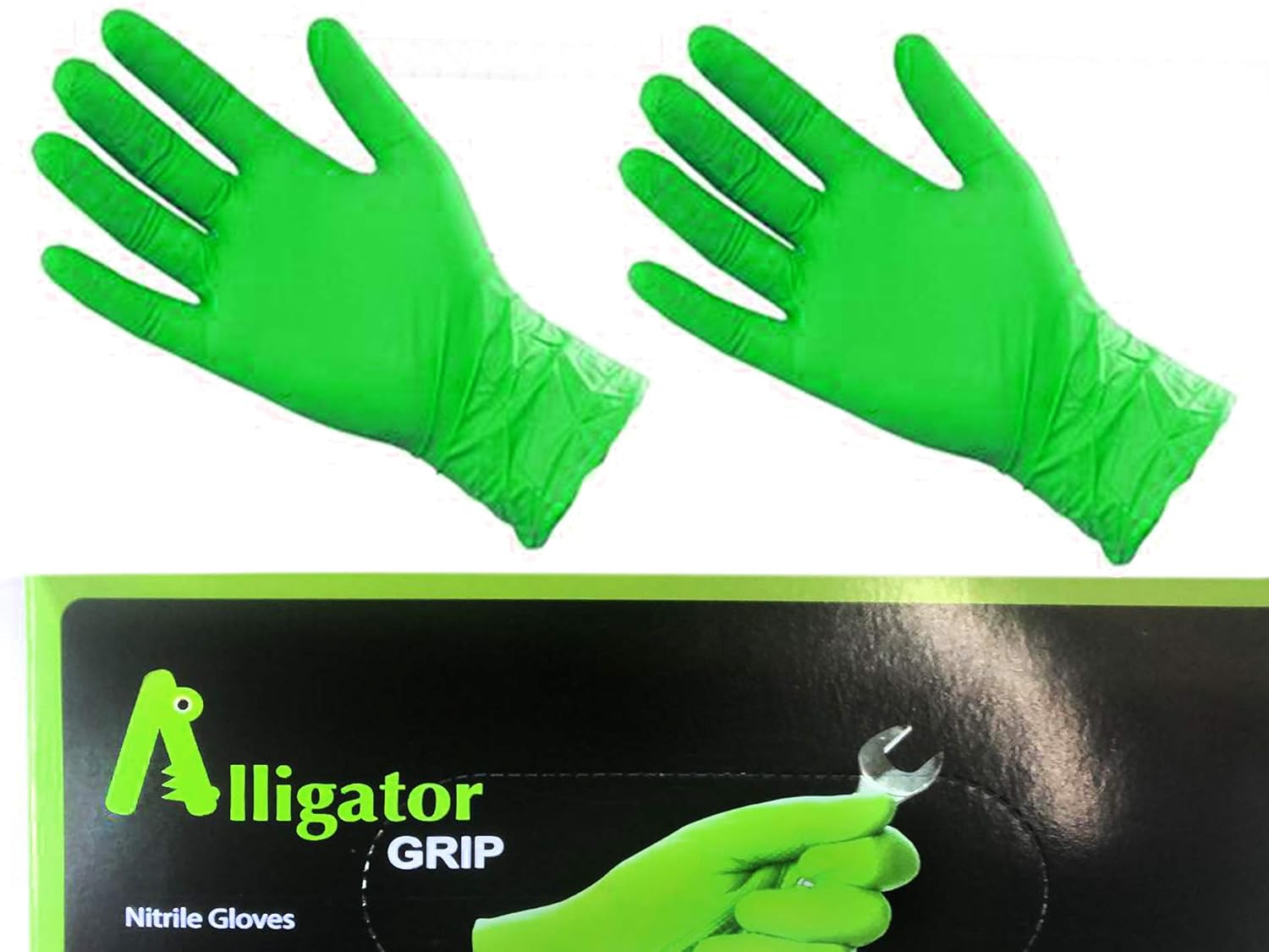 Alligator Grip Disposable Gloves Extra Large Green Textured Nitrile