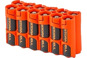 AA Battery Storage Caddy by Storacell, Orange, Holds 12 Batteries (Not Included)