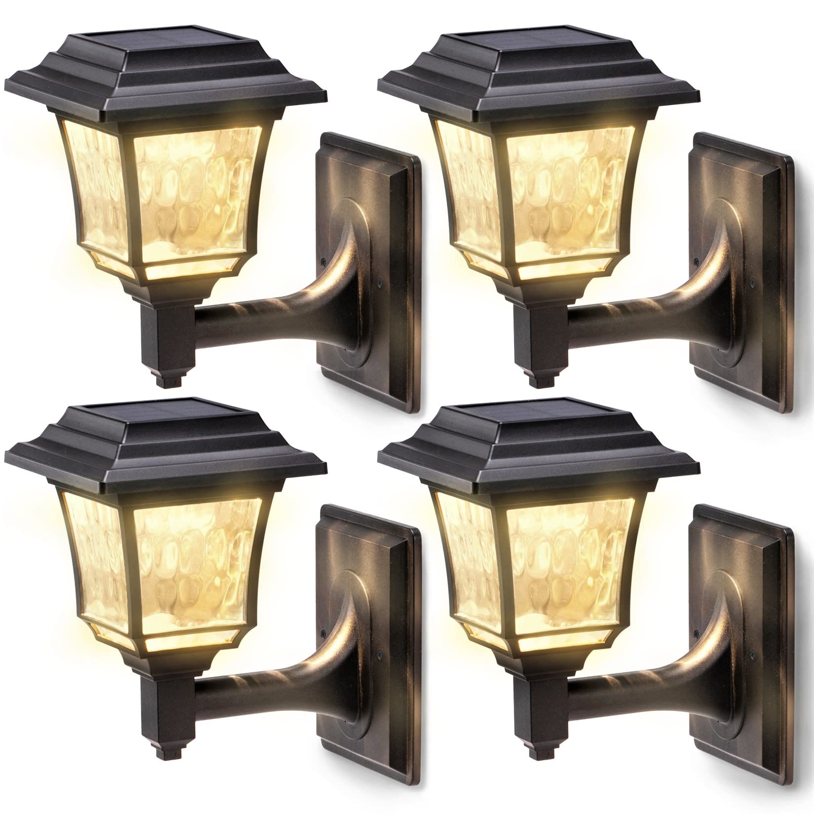 LeiDrail Solar Fence Lights, 2 Modes Solar Lights Outdoor Garden Cool White/Warm White LED Solar Powered Wall Lights Waterproof Decor for Patio Yard 4 Pack