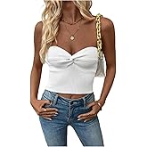 SOLY HUX Women's Twist Front Tube Tops Y2k Strapless Sleeveless Bandeau Ribbed Knit Going Out Crop Top