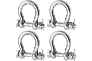 laffoonparts 4 Pcs 5/16 Inch 8mm Screw Pin Anchor Shackle, Stainless Steel Heavy Duty Bow Shape Load Clamp, Anchor Bow Shackl