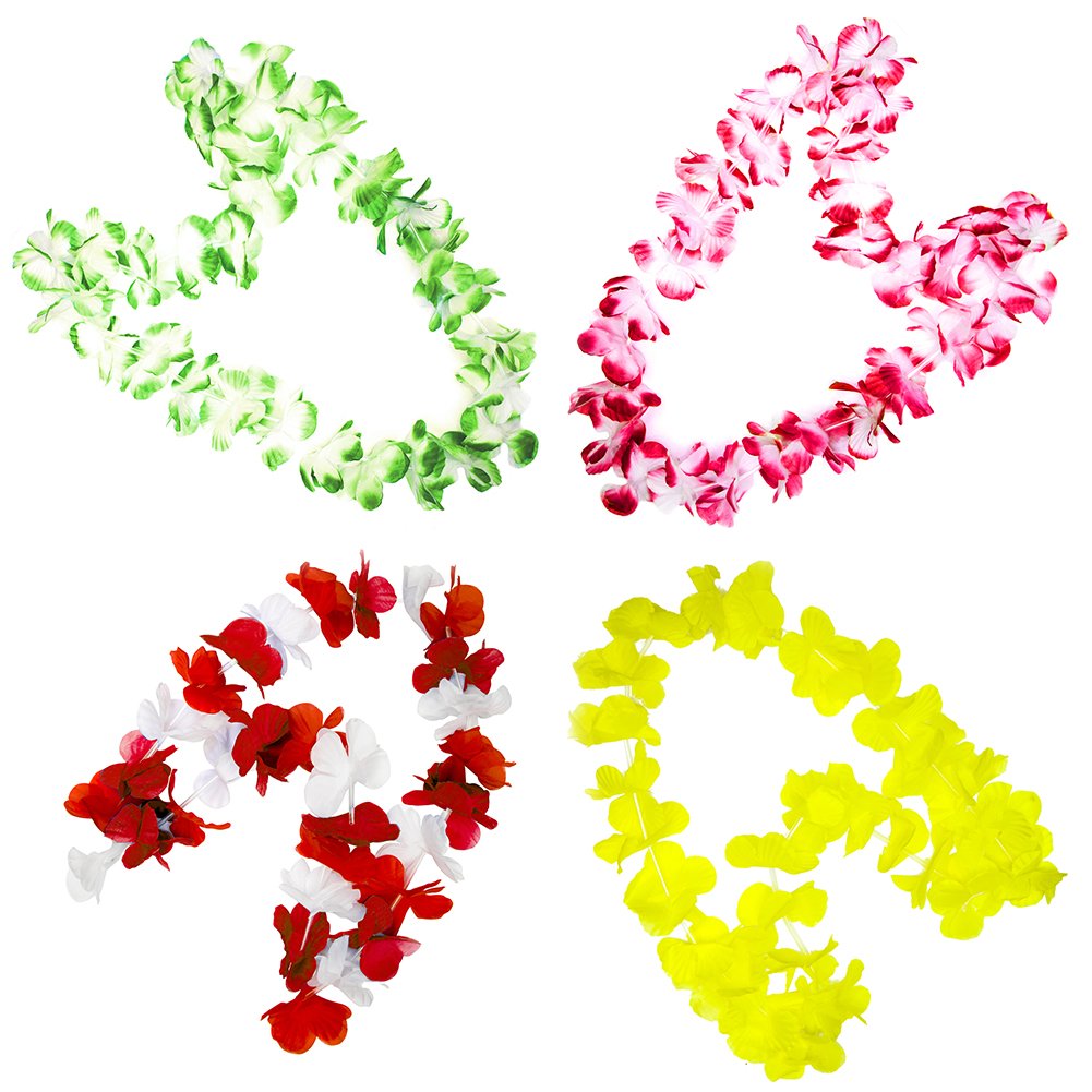 WeeCosy 12 Counts Tropical Hawaiian Leis and Necklace Luau Flower Party Favors(One Dozen)