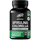 Chlorella Spirulina Powder Capsules 3000 mg of BMAA Free Purest Blue Green Algae - Best Natural Detox Raw Vegan Vitamins Protein Green Superfood - Made in USA