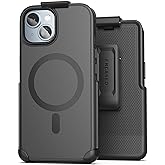 Encased SlimShield Designed for iPhone 15 Belt Clip Case with Holster (Compatible with MagSafe) Black (V2 Revised Buttons)