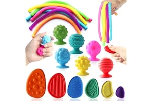 APZ 18 Pack Sensory Fidget Toys for Adults:Textured Worry Stone Textured Suction Cup Toys Sensory Stretchy Toys Fidget Stress Toys for Anxiety Relief