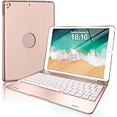 NOKBABO iPad Keyboard Case for iPad Pro 9.7 inch, 2018 iPad 6th Gen, 2017 iPad 5th Gen, iPad Air 2 & 1 case with Keyboard, 130° Smart Folio Hard Back Cover, Ultra Slim, Auto Wake and Sleep - Rose Gold