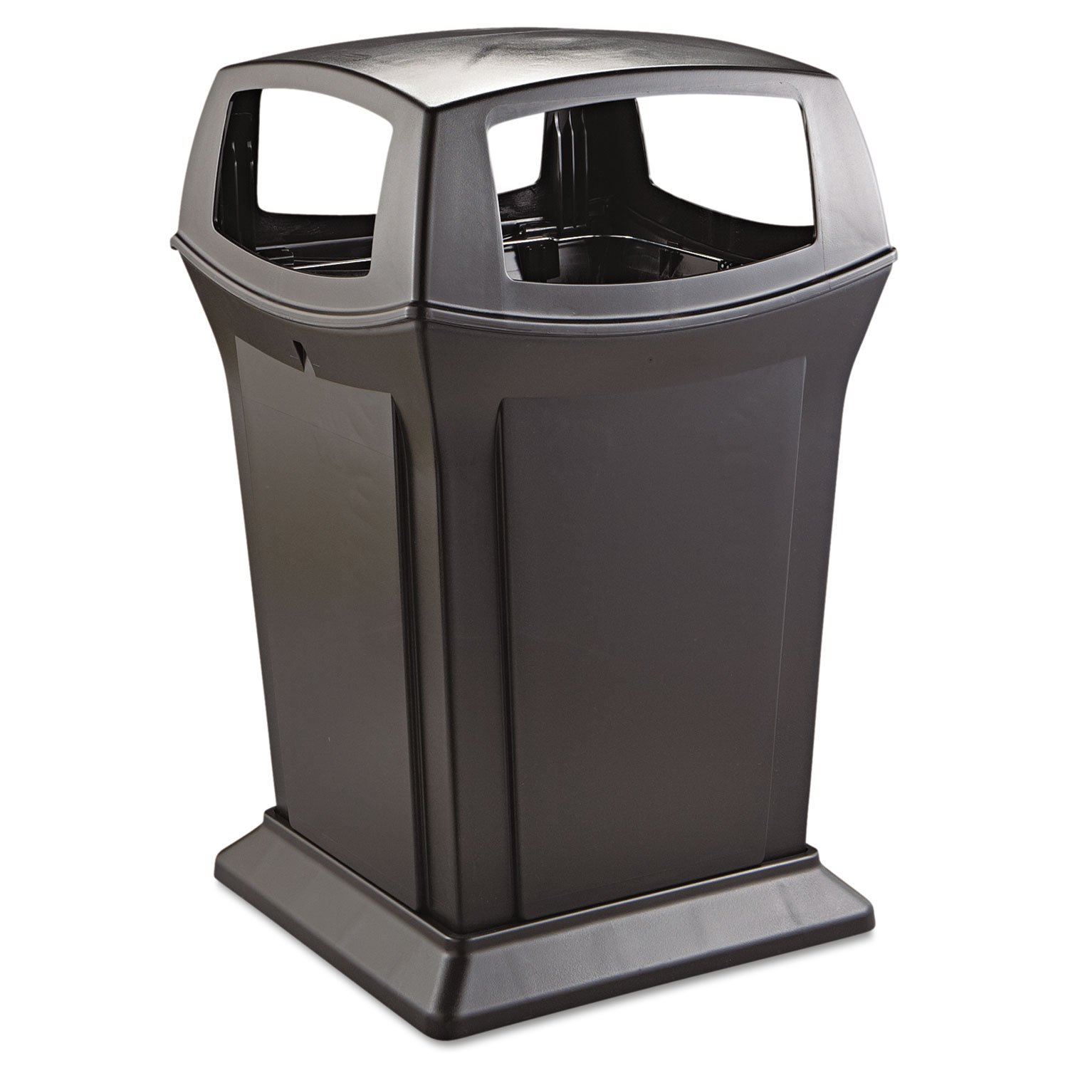 Photo 1 of **TOP CORNER COVER CRACKED. DIRT**Rubbermaid Commercial Products Ranger Outdoor Trash Can with Lid 45-Gallon Plastic Black Indoor/Outdoor Garbage Can for Parks/Shopping Malls/Festivals/Stadiums