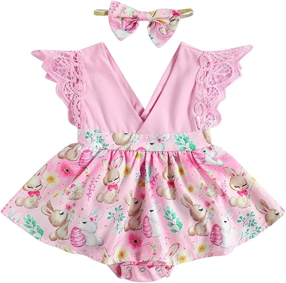 LUVCES Baby Mädchen Outfit Set - Strampler Mit Jeansrock Für 0-18 Monate