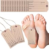 Tenceur 120 Pcs Toe Tags Crime Scene Morgue Toe Tag Halloween Coroner | Toe Tags with String Pre Strung, Coroner and Funeral Toes Identification Tags, Halloween Scene Activities, Haunted House Prop