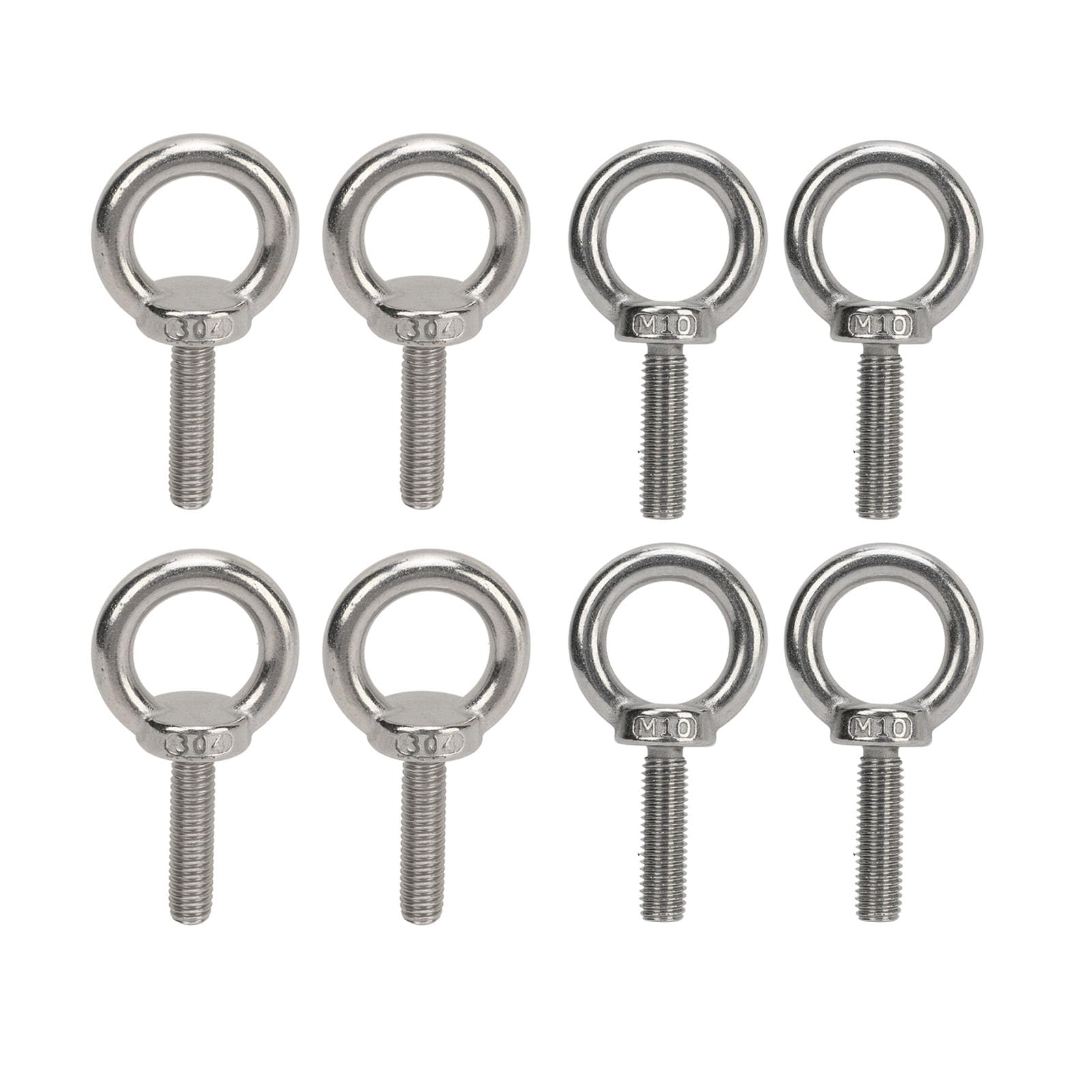 VOBOR 8PCS Lifting Eye Bolt, Stainless Steel 304 High Hardness Hanger Eye Bolts with Full Nuts and Washer for RV Boat Construction Vehicle(m8)