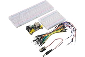 HUAREW Breadboard Kit with Power Supply Module， Jumper Wires，Battery Clip，830 & 400 tie-Points Breadboard