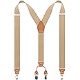 Timiot Men’s Y-Back 4 Metal Clip Elastic Wide Suspenders Perfect For Both Casual&Formal