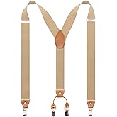Timiot Men’s Y-Back 4 Metal Clip Elastic Wide Suspenders Perfect For Both Casual&Formal