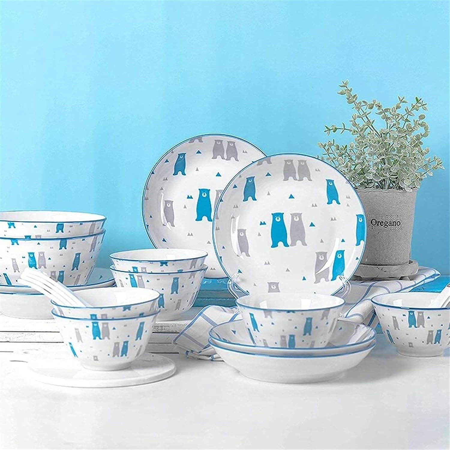 Dinnerware Set, 20 Piece Japanese Style Ceramic Dinnerware Sets Service for 6 Including Bowl
