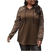 BEAUDRM Women's Plus Size Leopard Hoodie Cheetah Long Sleeve Hooded Pullover Tops Fall Clothes